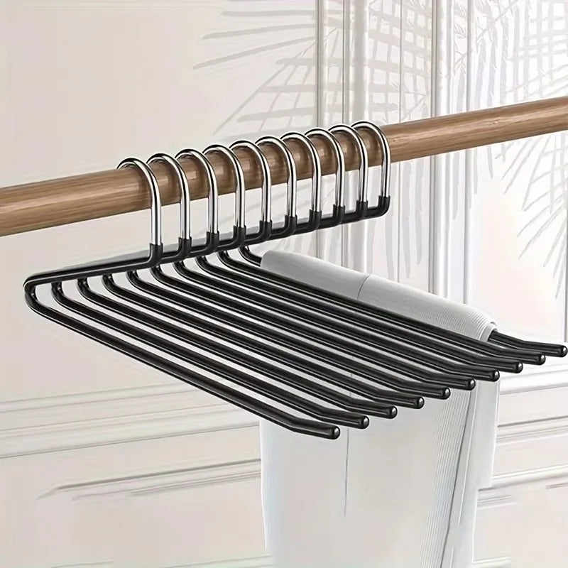 10pcs Z-Shape Metal Pants Hangers | Space-Saving Closet Organizer Pants Hanger Set PLUSH