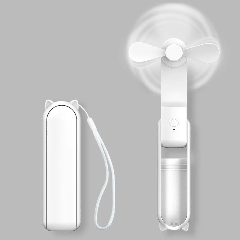 Portable USB Rechargeable Foldable Mini Handheld Fan – 3 Speed Handheld Portable Fan PLUSH White