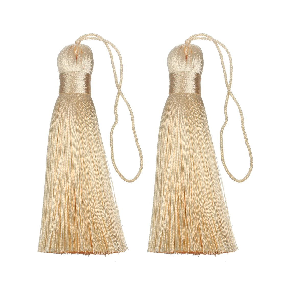 6pcs Colorful Silky Tassel Pendants – DIY Jewelry & Home Decor Tassel Fringe Pendant PLUSH beige