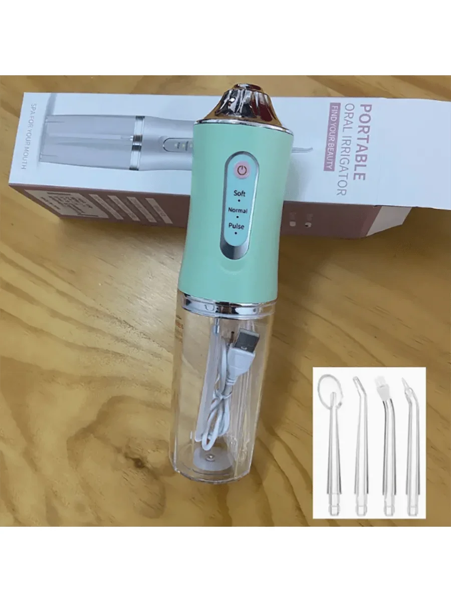 Electric Water Flosser – 3 Modes, 360° Nozzle, Rechargeable Electric Water Flosser PLUSH Green USB Type-C