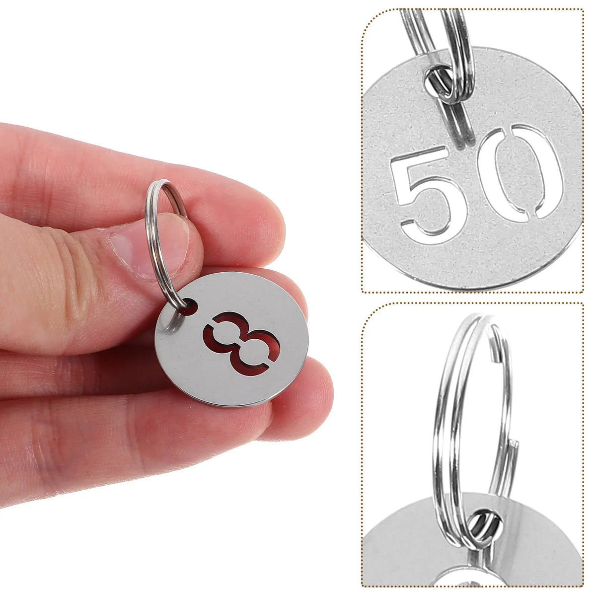 50pcs Stainless Steel Round Numbered Tags – Key & Locker Labels Numbered Storage Tags PLUSH