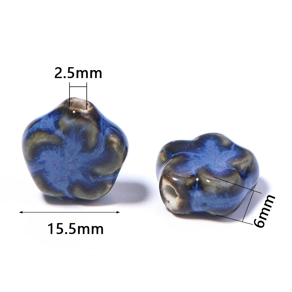 10pcs Flower Ceramic Spacer Beads 15.5mm – DIY Jewelry Making Ceramic Spacer Beads PLUSH