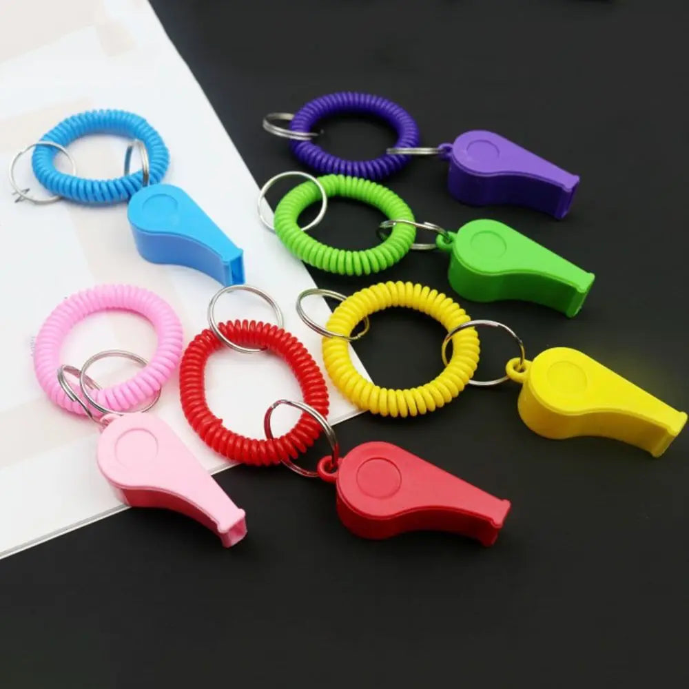 10pcs Spring Wristband Whistles – Colorful Plastic Sport Whistles Sport Wristband Whistle PLUSH