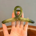 Large Green Transparent Hair Claw Clip 13cm | Women's Ponytail Hair Claw Clip PLUSH Green 13cm
