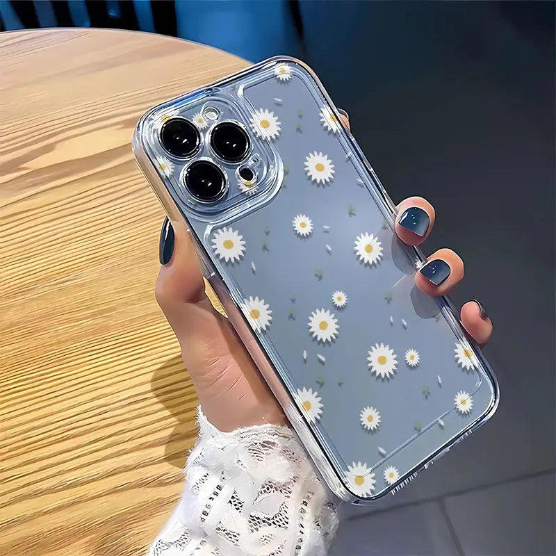 White Daisy Flower iPhone Case – Shockproof Clear Cover Phone Case PLUSH