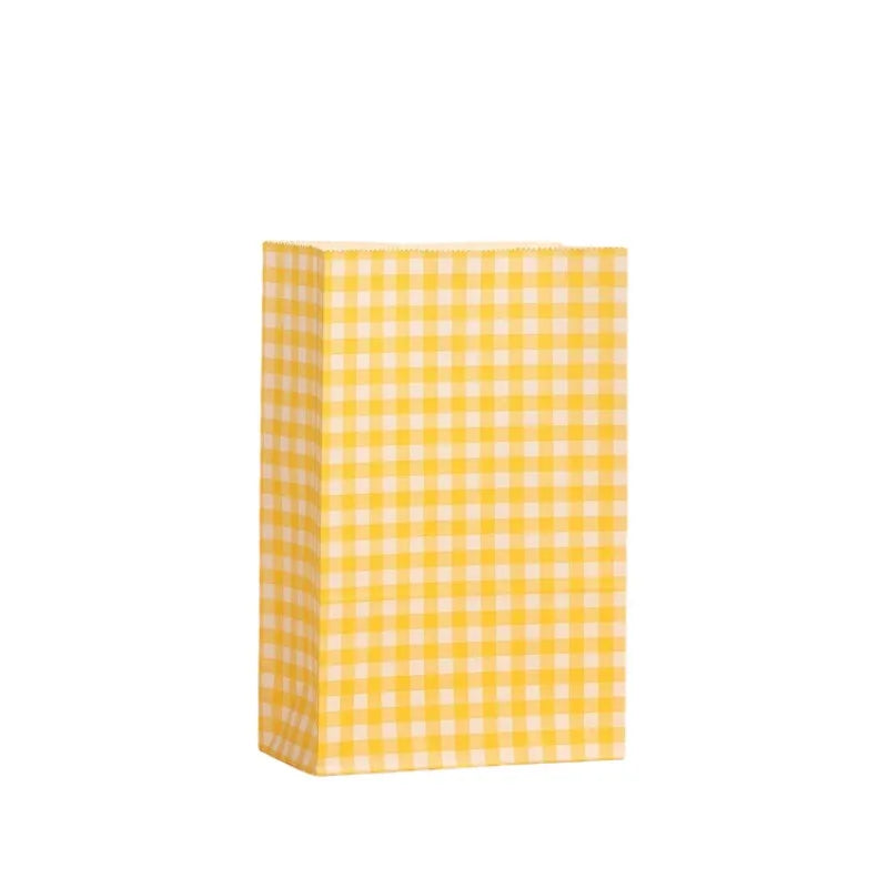 Colorful Checkered Kraft Paper Gift Bags 10/20pcs | Party Favors Party Gift Bags PLUSH Yellow 20PCS