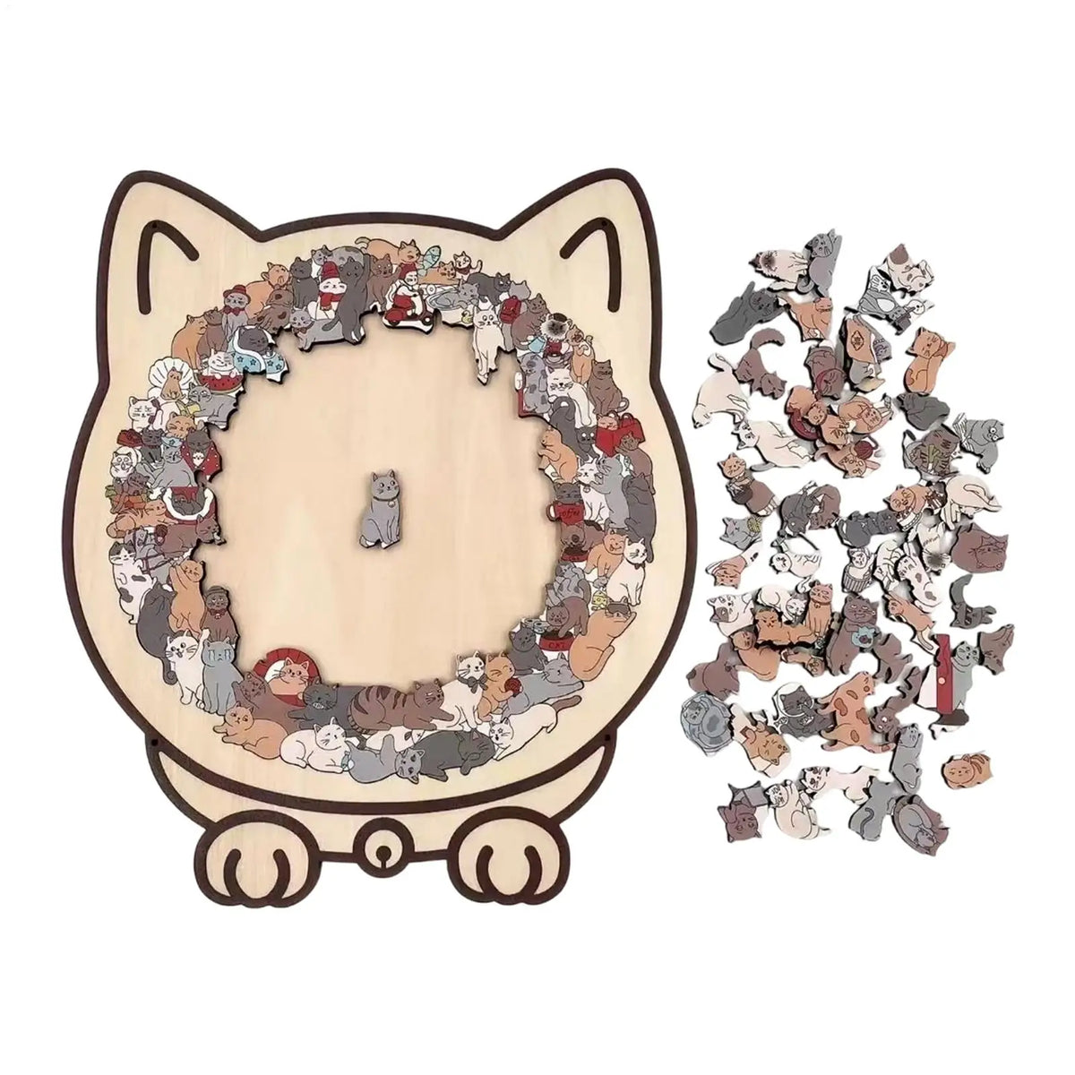 Cat-Shaped Wooden Jigsaw Puzzle 135pcs – Gift for Cat Lovers Wooden Jigsaw Puzzle PLUSH