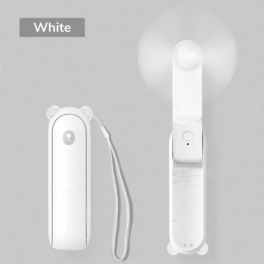 Portable USB Rechargeable Foldable Handheld Mini Fan – 3 Speeds Handheld Mini Fan PLUSH WHITE