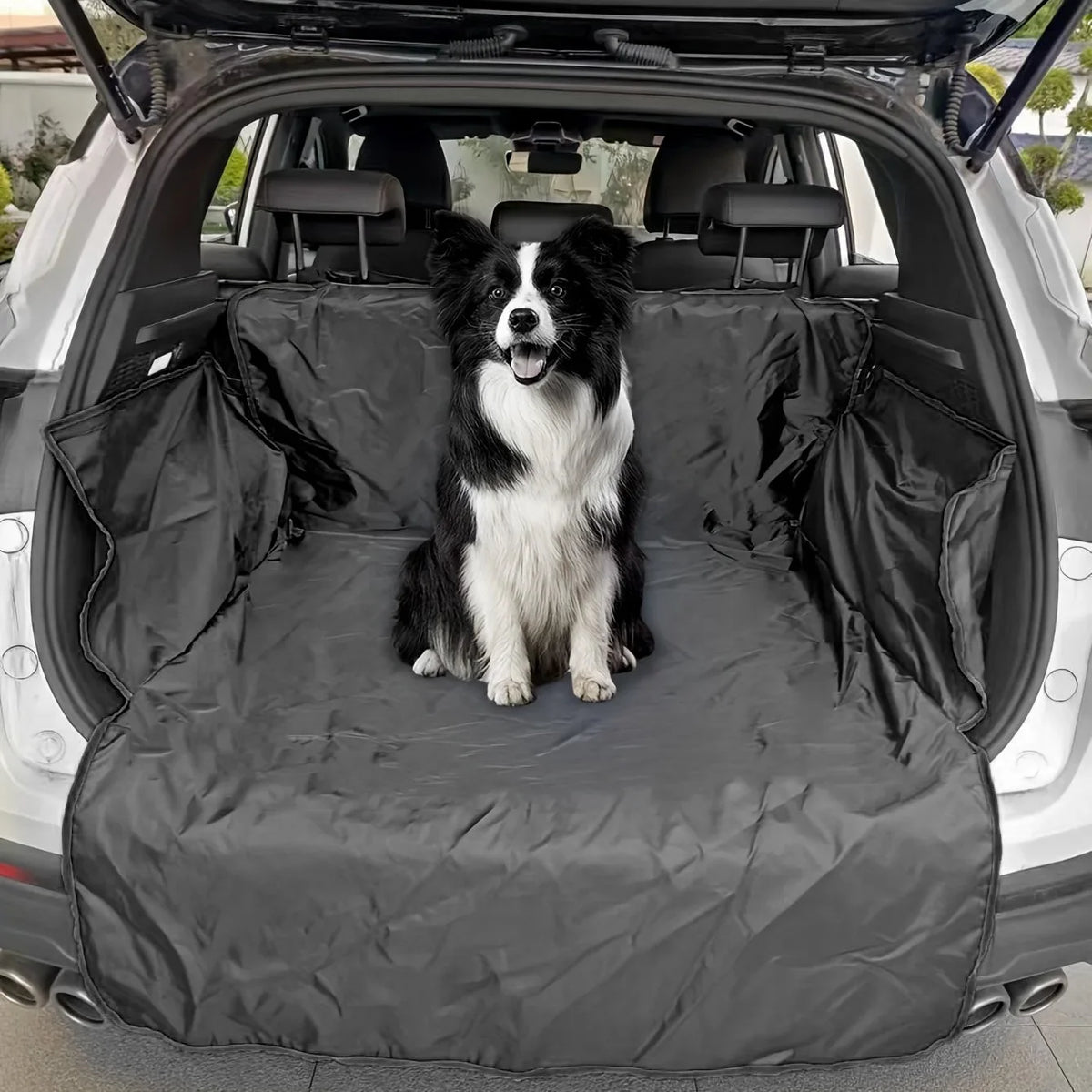 Waterproof Car Trunk Pet Mat – Washable Dog Seat Pad SUV Dog Car Trunk Mat PLUSH Black edging