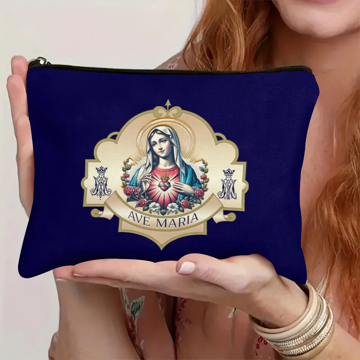 Catholic Mary Makeup Bag – Zipper Travel & Jewelry Pouch Makeup Travel Bag PLUSH