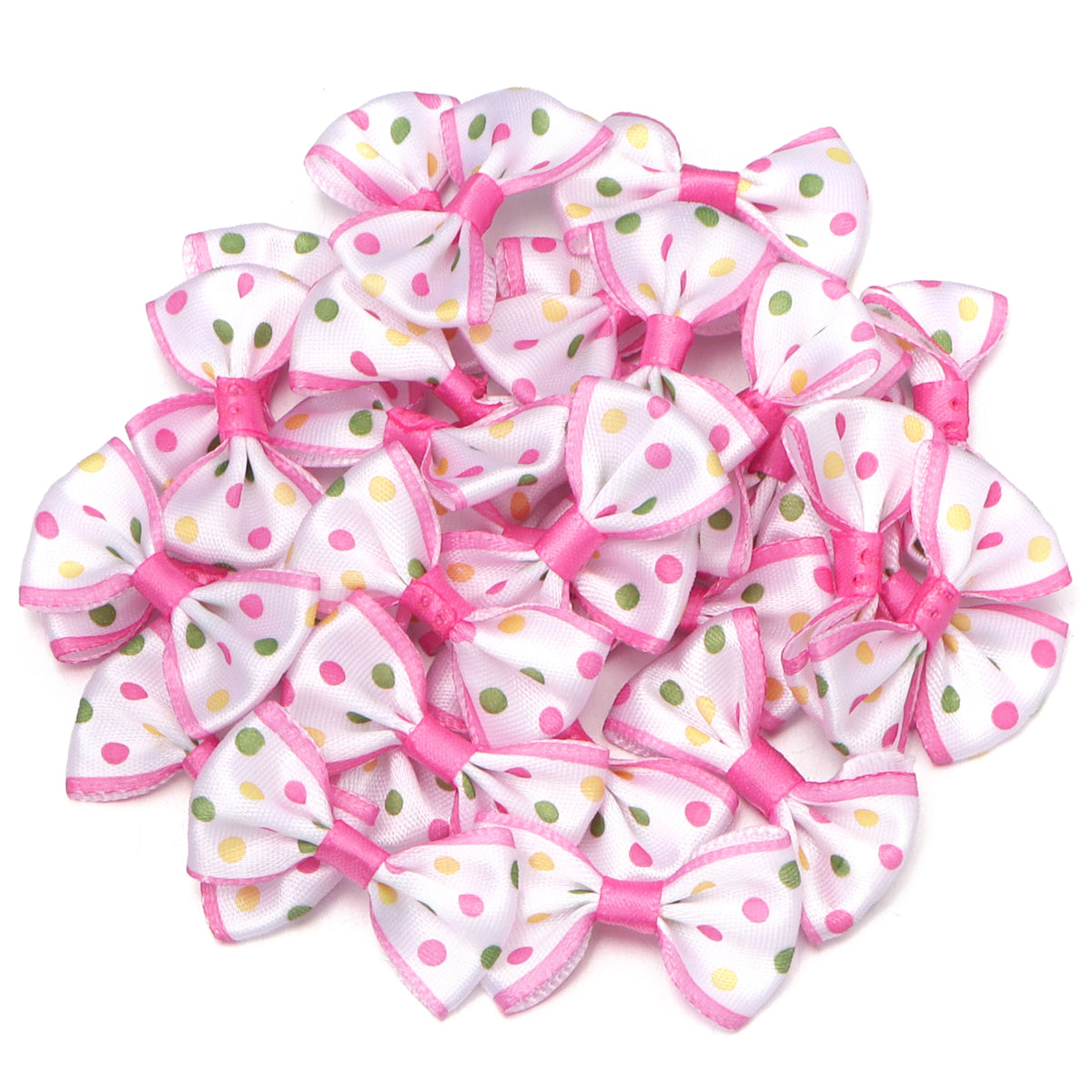30pcs Polka Dot Ribbon Bows – DIY Hair Accessories & Gift Wrap Ribbon Craft Bows PLUSH hotpink