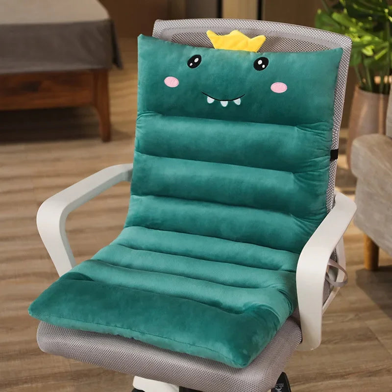 Integrated Seat & Backrest Chair Cushion – Plush Comfort Pad Chair Seat Cushion PLUSH dinosaur 100x45cm