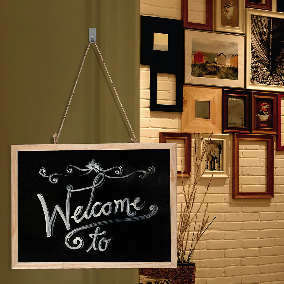 Hanging Wooden Chalkboard Sign – Rustic Wall Mounted Board Chalkboard Sign PLUSH Default Title
