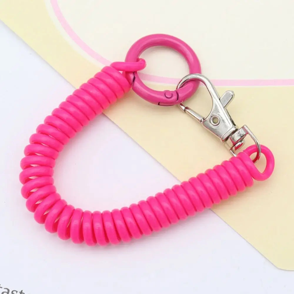 Spiral Spring Coil Key Chain – Metal Lobster Clasp Spring Coil Key Chain PLUSH rose
