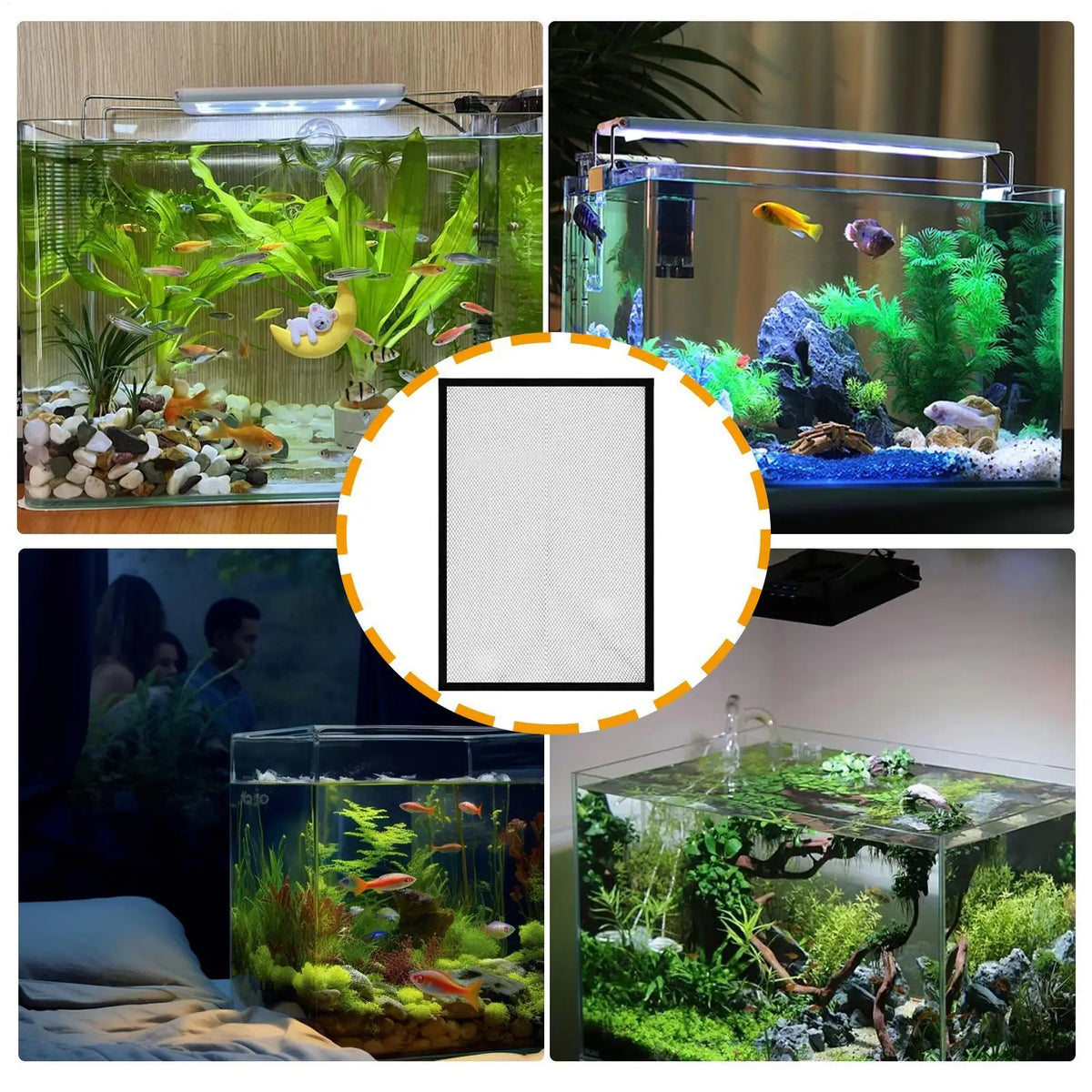 Magnetic Mesh Aquarium Lid – DIY Cut-to-Size Fish Tank Cover Aquarium Lid Cover PLUSH