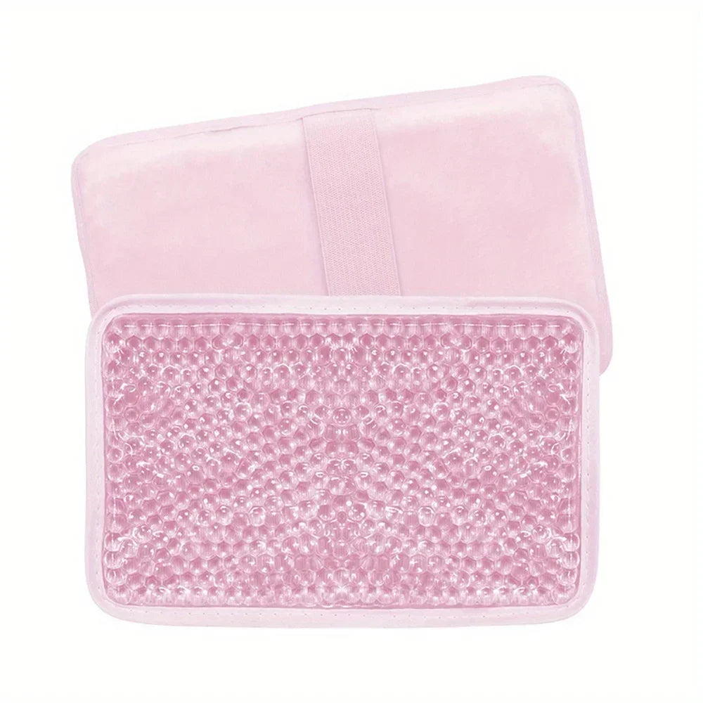 Hot & Cold Gel Compress Pack with Strap | Sleep Eye Mask Gel Compress Pack PLUSH Pink No plug