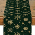 Dark Green Gold Snowflake Christmas Table Runner – 3 Sizes Christmas Table Runner PLUSH A 33X183Cm