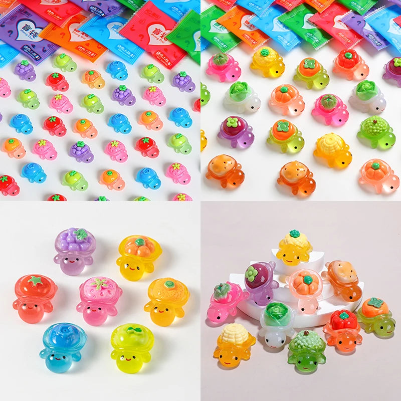 10pcs Mini Glow Resin Turtle Figurines – Dollhouse Desk Decor Miniature Figurines PLUSH