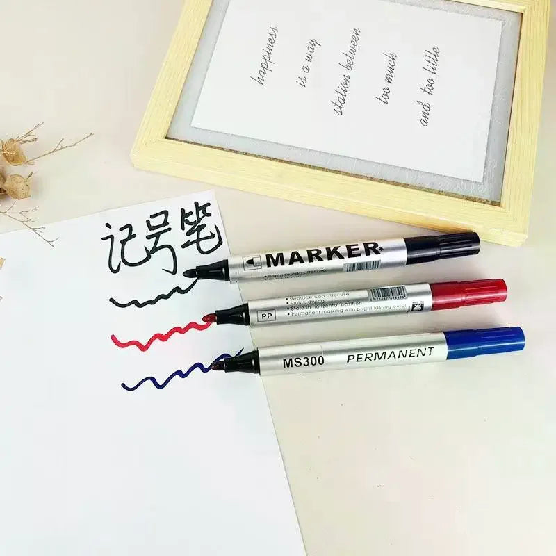 5pcs Permanent Paint Markers 2mm Waterproof Oil-Based Black Pens Permanent Marker Set PLUSH
