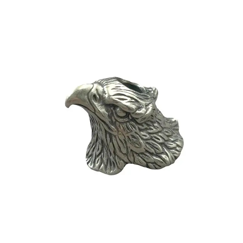 Vintage Brass 3D Eagle Head Paracord Bead EDC Keychain Pendant Brass Paracord Bead PLUSH white brass
