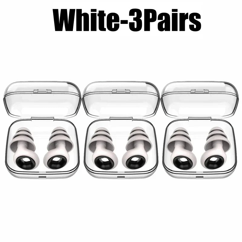 Silicone Earplugs Noise Reduction Soundproof Sleep Ear Plugs Noise Reduction Earplugs PLUSH White-3Pairs