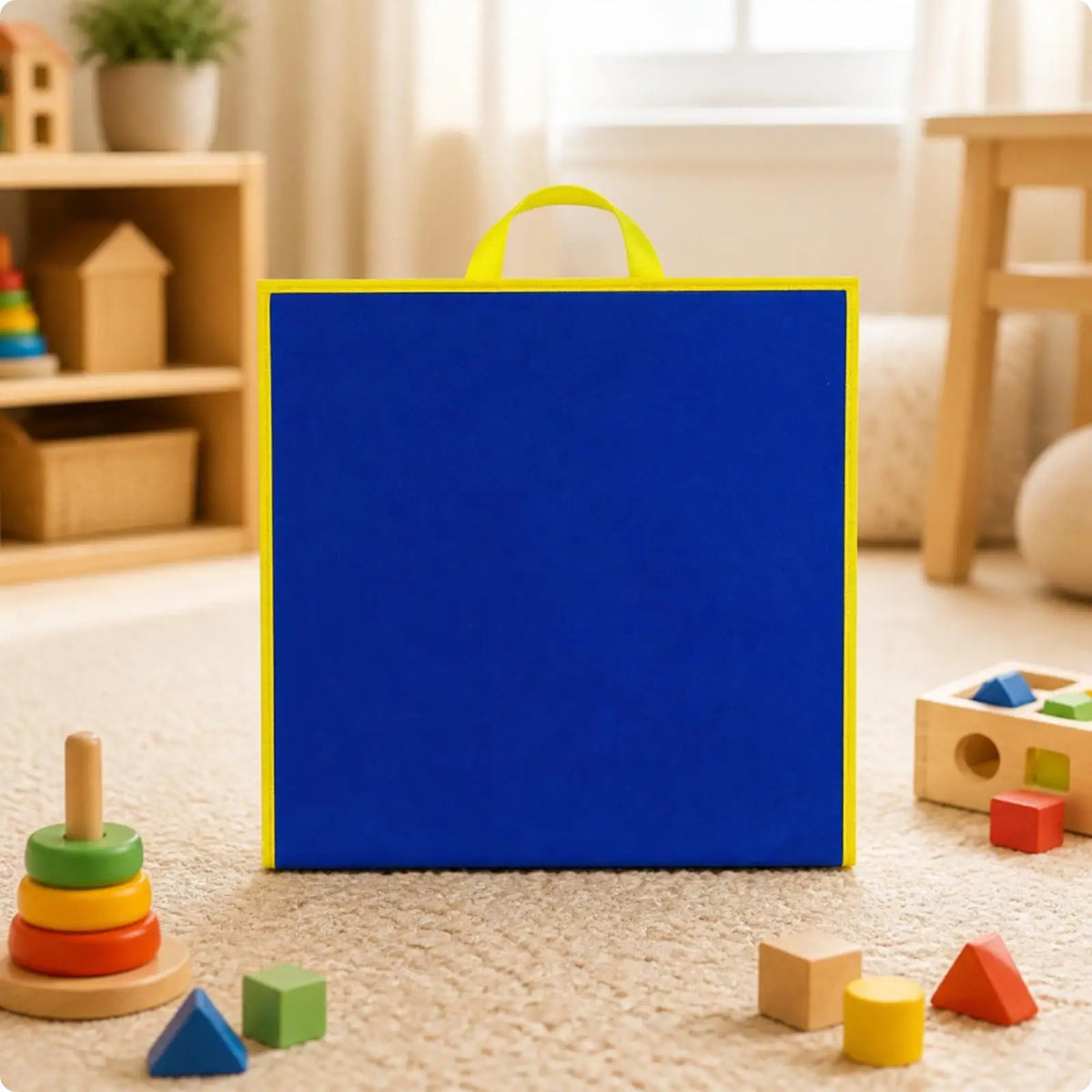 Double-Sided Felt Teaching Board Easel for Kids & Classrooms Felt Teaching Easel PLUSH BlueBlack