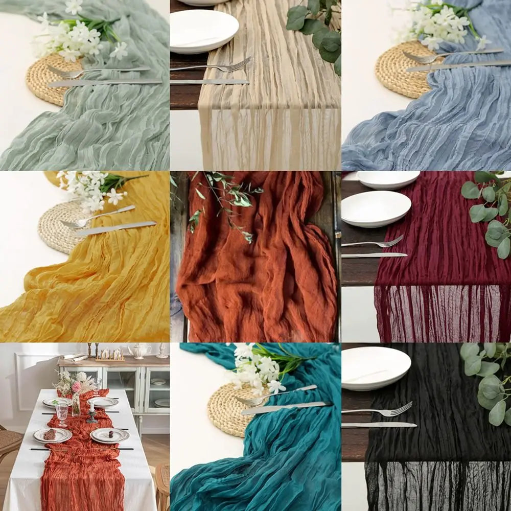 Cheesecloth Gauze Table Runner – Semi-Sheer Vintage Boho Table Runner PLUSH