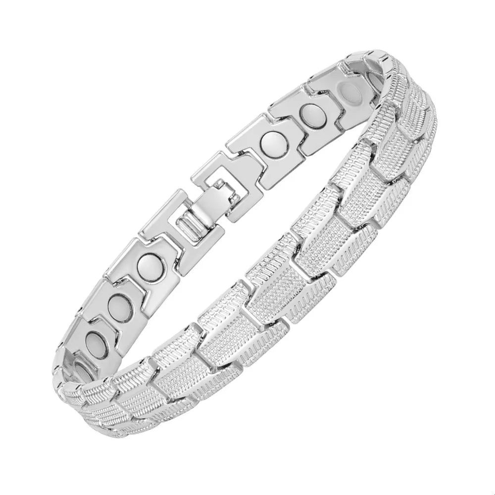 Zinc Alloy Magnetic Cuff Bracelet – Vintage Wheel Unisex Magnetic Cuff Bracelet PLUSH Style 1 Silver