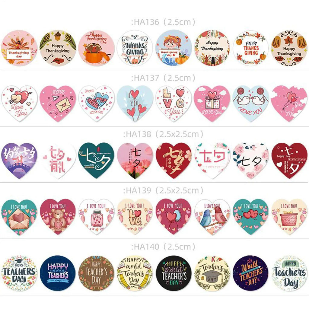 500pcs Heart Stickers – Valentine's Day Envelope Seals & Decor Decorative Stickers PLUSH