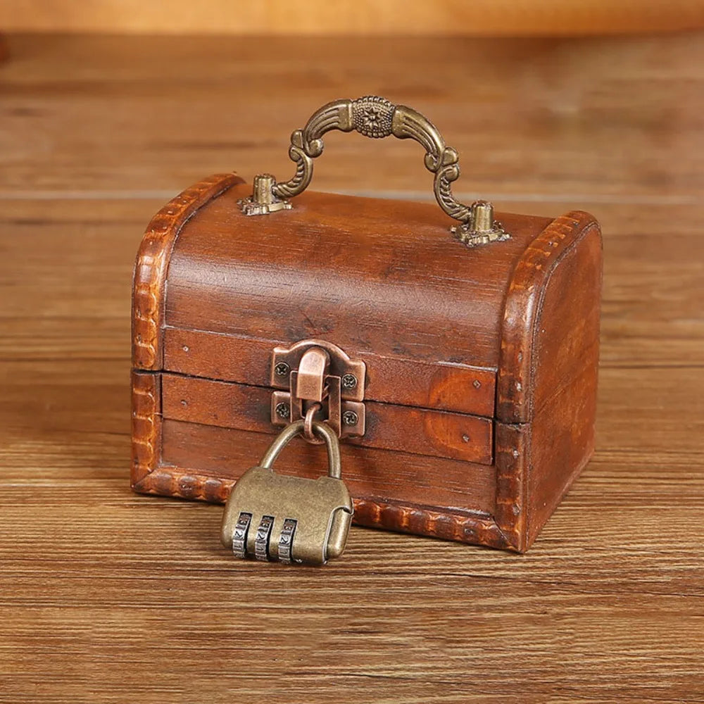 Vintage Wooden Suitcase Jewelry Box – Antique Retro Organizer Jewelry Storage Box PLUSH Brown-Style 2