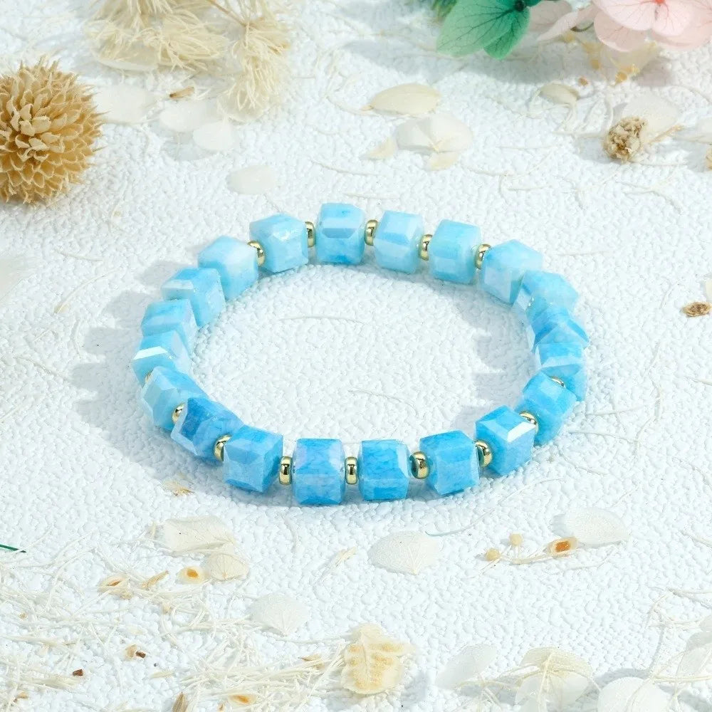 Colorful Crystal Glass Sugar Cube Beaded Bracelet | Unisex Beaded Chain Bracelet PLUSH
