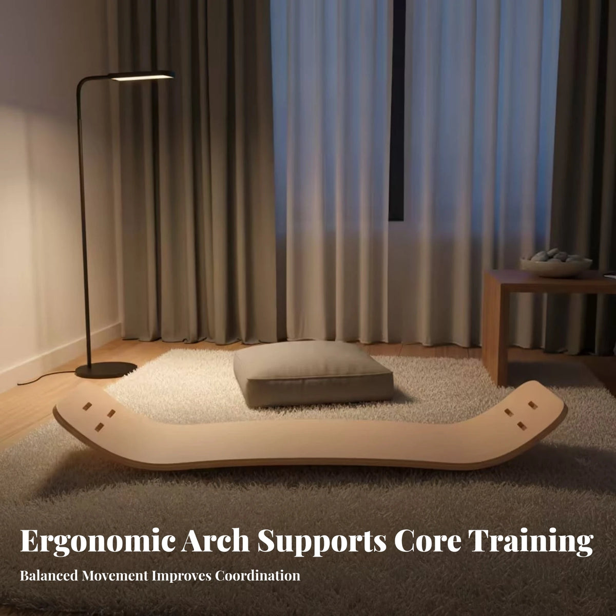 Wooden Curved Balance Board – Core Strength & Posture Training Balance Training Board PLUSH