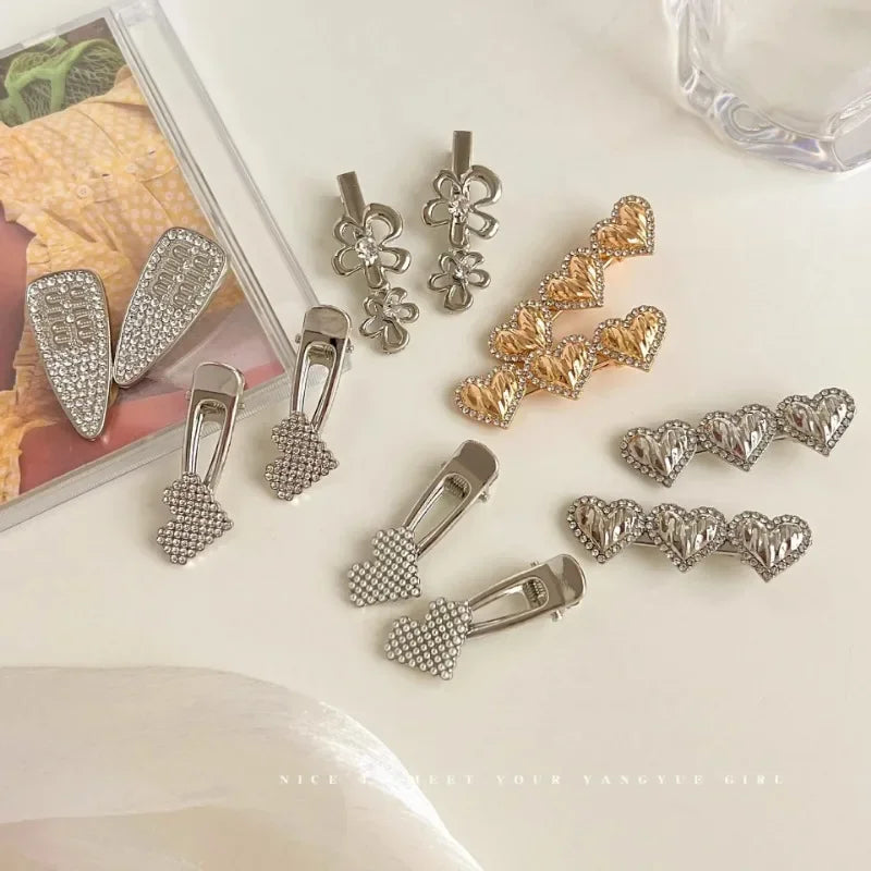 Glitter Rhinestone Hair Clip – Geometric Flower Barrette Rhinestone Hair Clip PLUSH
