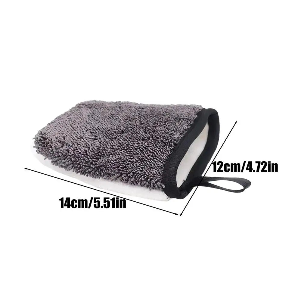 Microfiber Car Wash Mitt – Dual-Sided Auto Detailing Glove Car Wash Mitt PLUSH Gray
