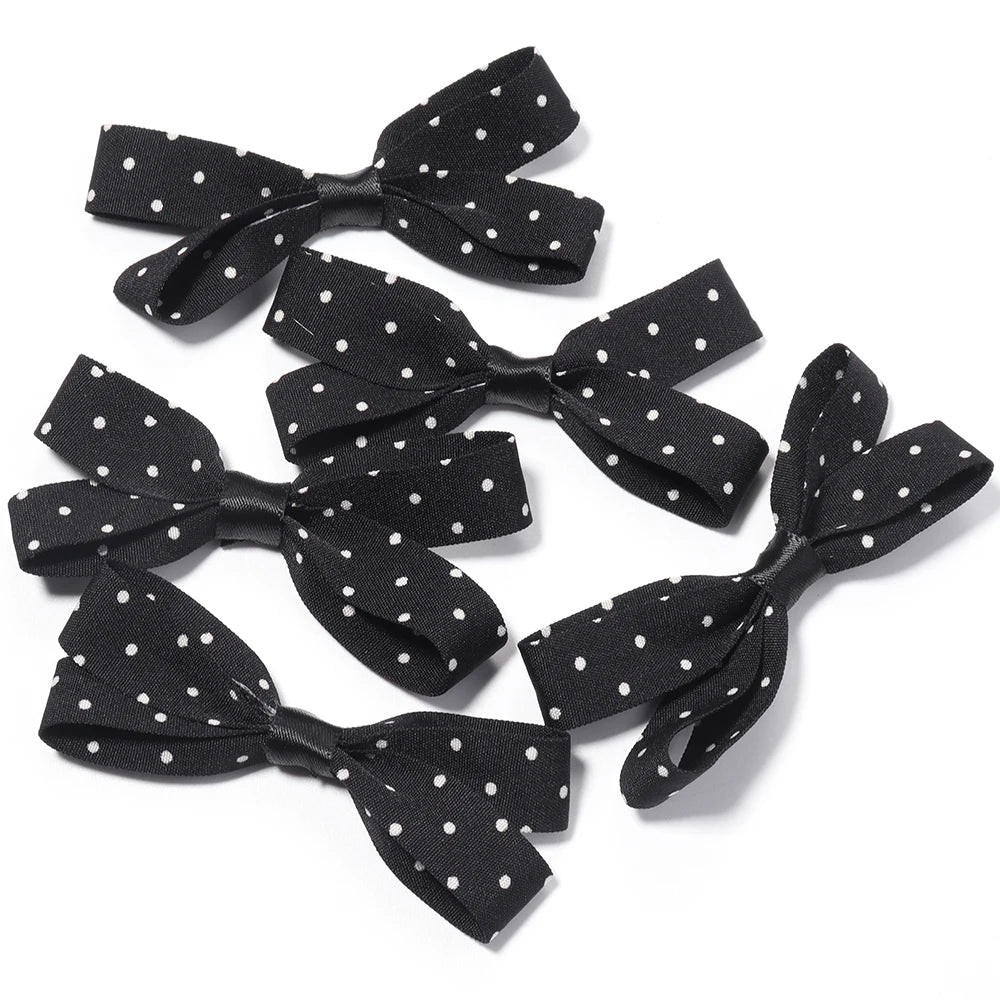 5pcs 15mm Polka Dot Pre-Tied Bows – DIY Craft & Hair Accessories Craft Bow Embellishments PLUSH black