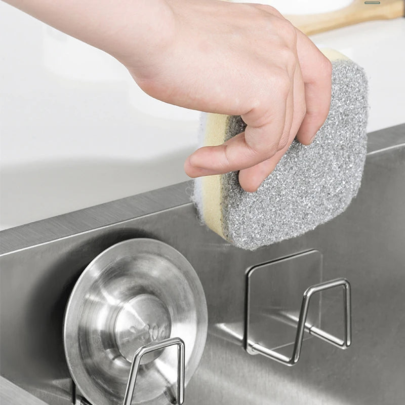Stainless Steel Sink Sponge Rack – Draining Holder 2/4pcs Sink Sponge Rack PLUSH