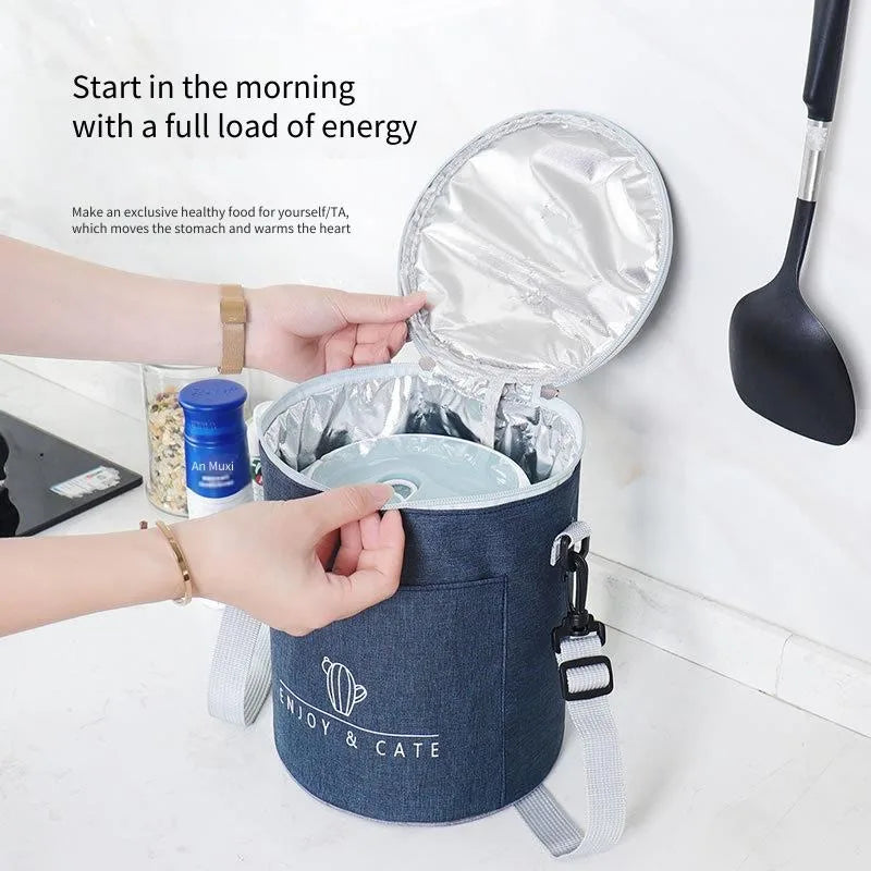 Round Insulated Lunch Bag 19x24cm – Thermal Food Tote Insulated Lunch Bag PLUSH