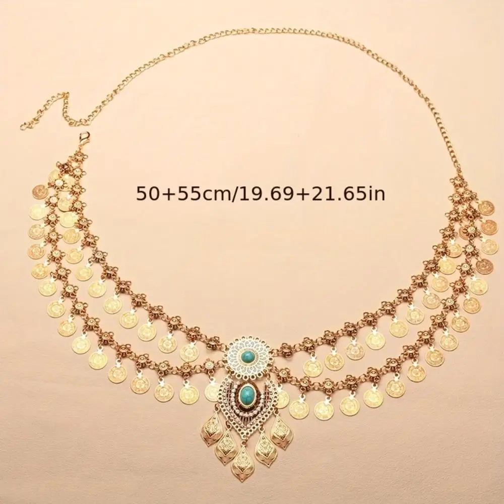 Double-Layer Gold Tassel Waist Chain – Belly Dance Body Jewelry Body Chain PLUSH
