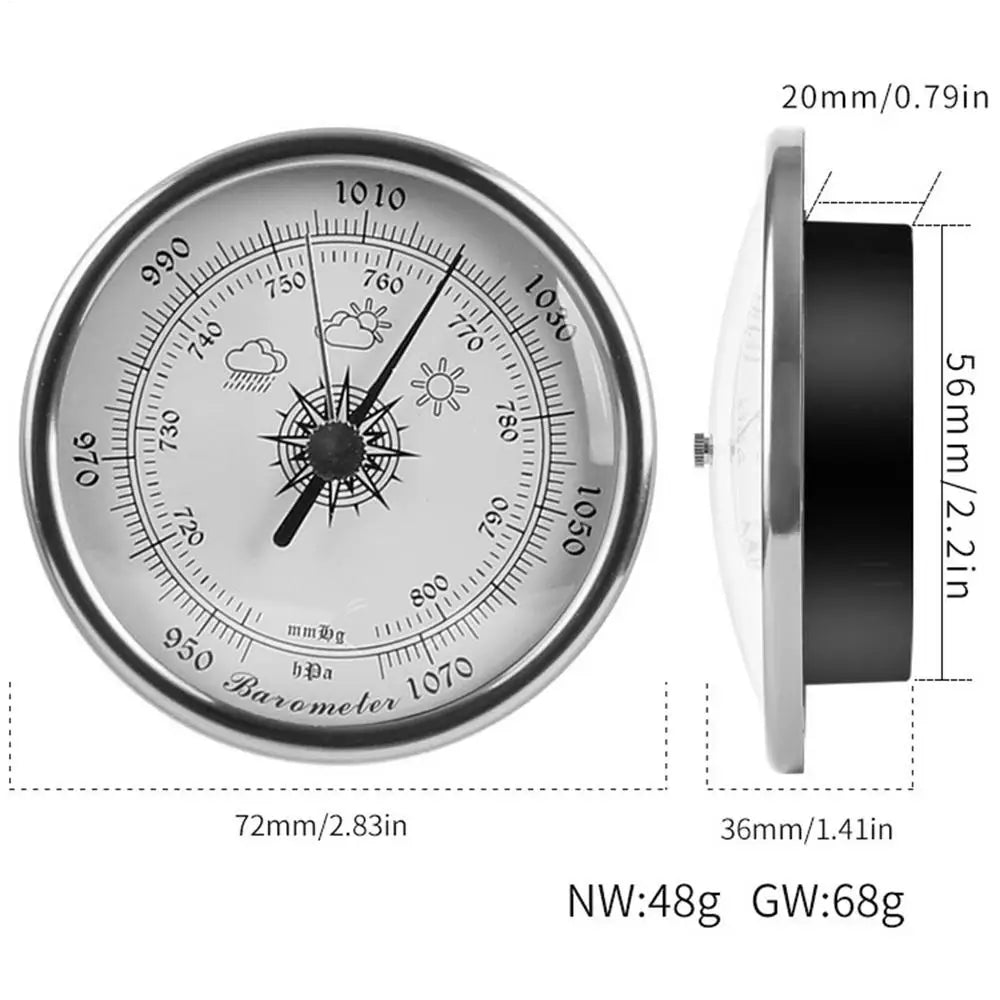 72mm Analog Barometer Hygrometer Thermometer – Fishing & Home Analog Weather Gauge PLUSH 1PC