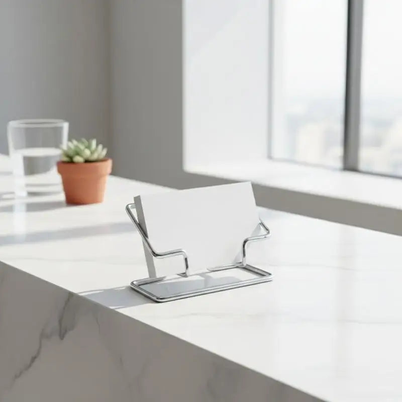 KOQZM Dual-Slot Metal Business Card Display Stand Holder Business Card Holder PLUSH