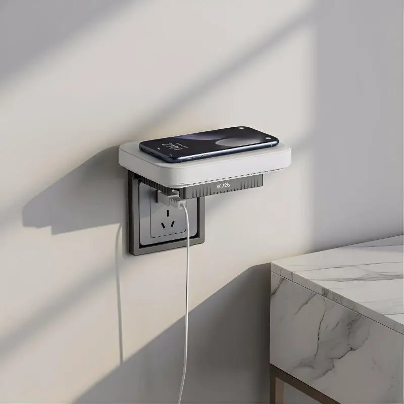 Punch-Free Outlet Shelf – Socket Storage Rack & Phone Holder Outlet Storage Shelf PLUSH