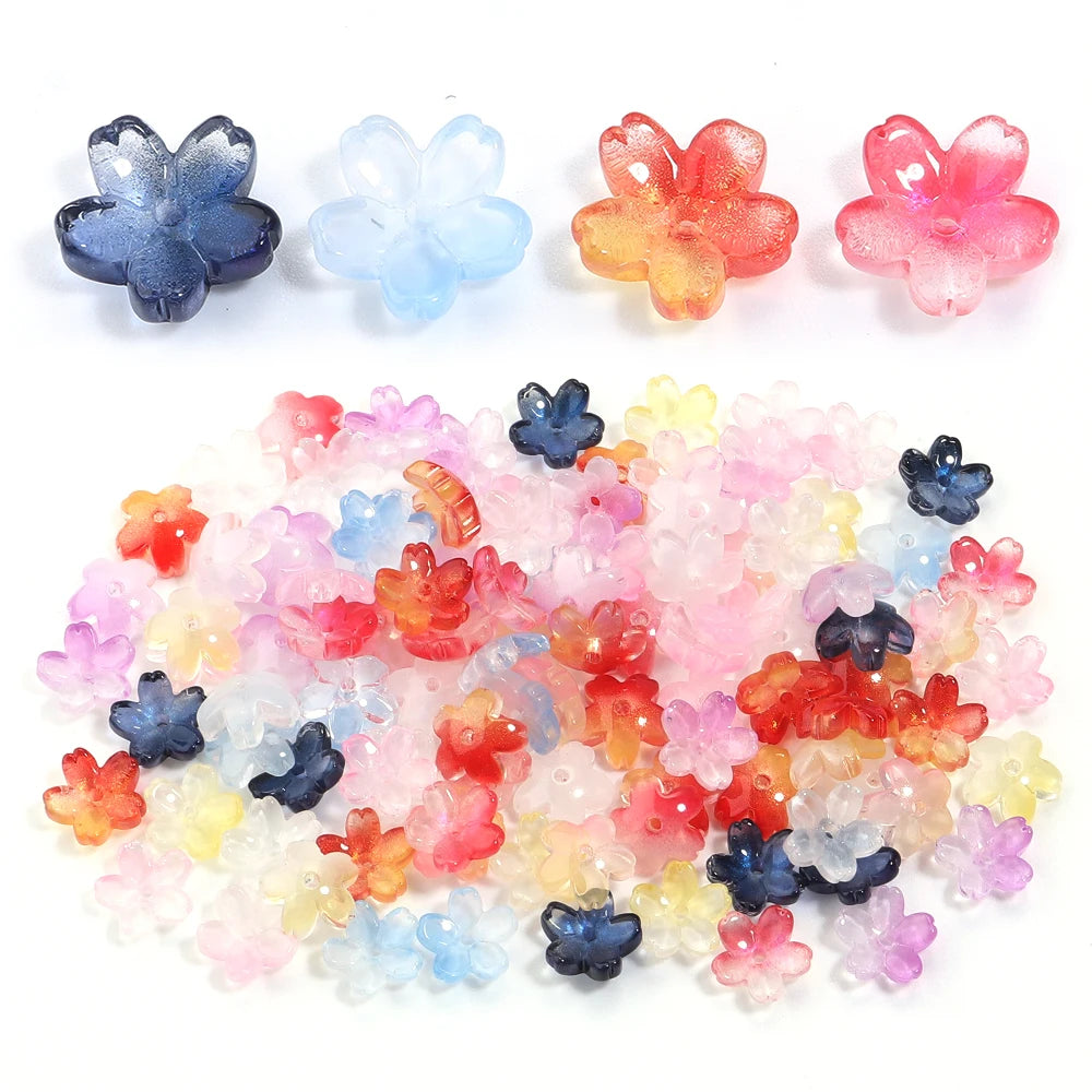 50pcs Cherry Blossom Czech Glass Spacer Beads – DIY Jewelry Glass Flower Beads PLUSH