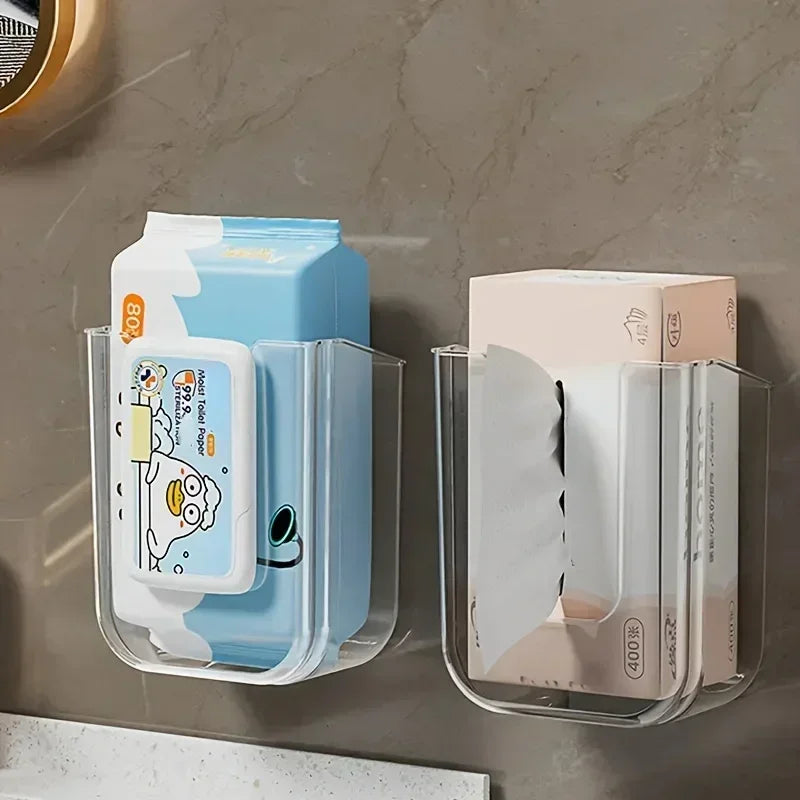 Wall-Mounted Punch-Free Tissue Box | PP Plastic Organizer Tissue Box Organizer PLUSH