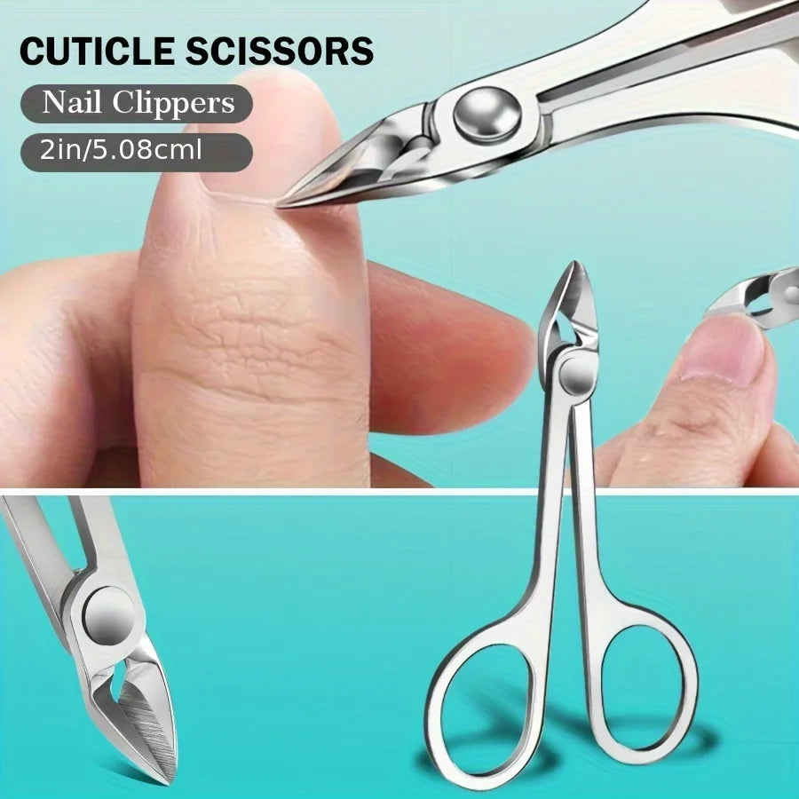 Stainless Steel Cuticle Scissors & Nail Clippers Manicure Set Cuticle Scissors Set PLUSH