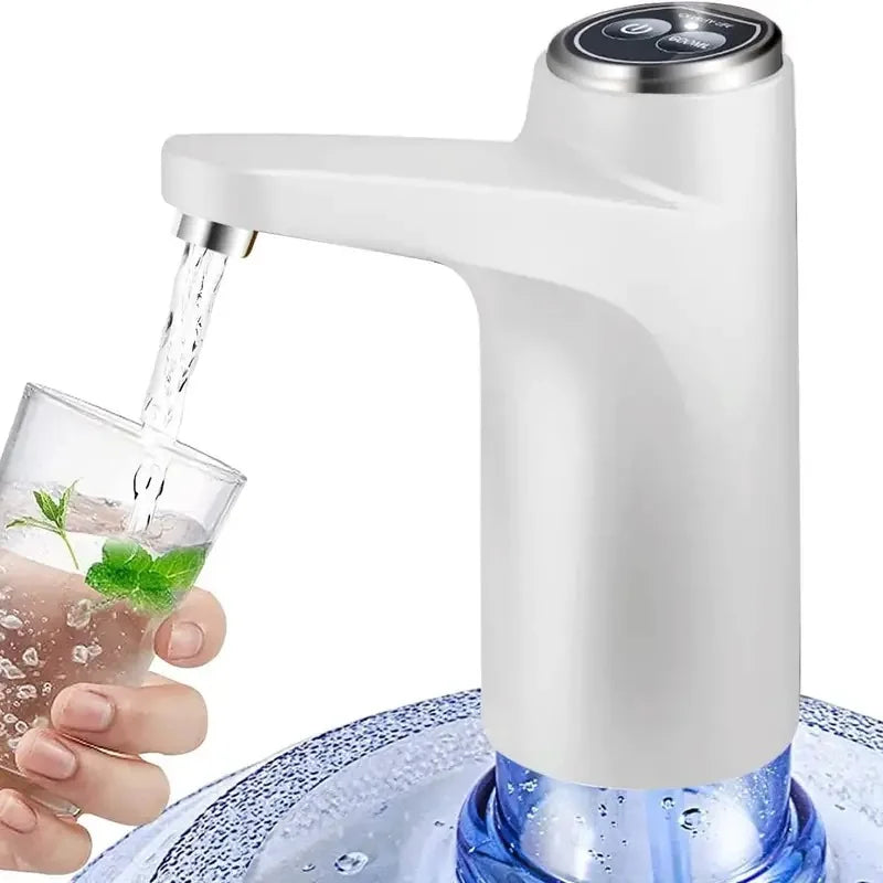 Portable 5-Gallon Electric Water Dispenser Pump – USB Charging Electric Water Pump PLUSH White
