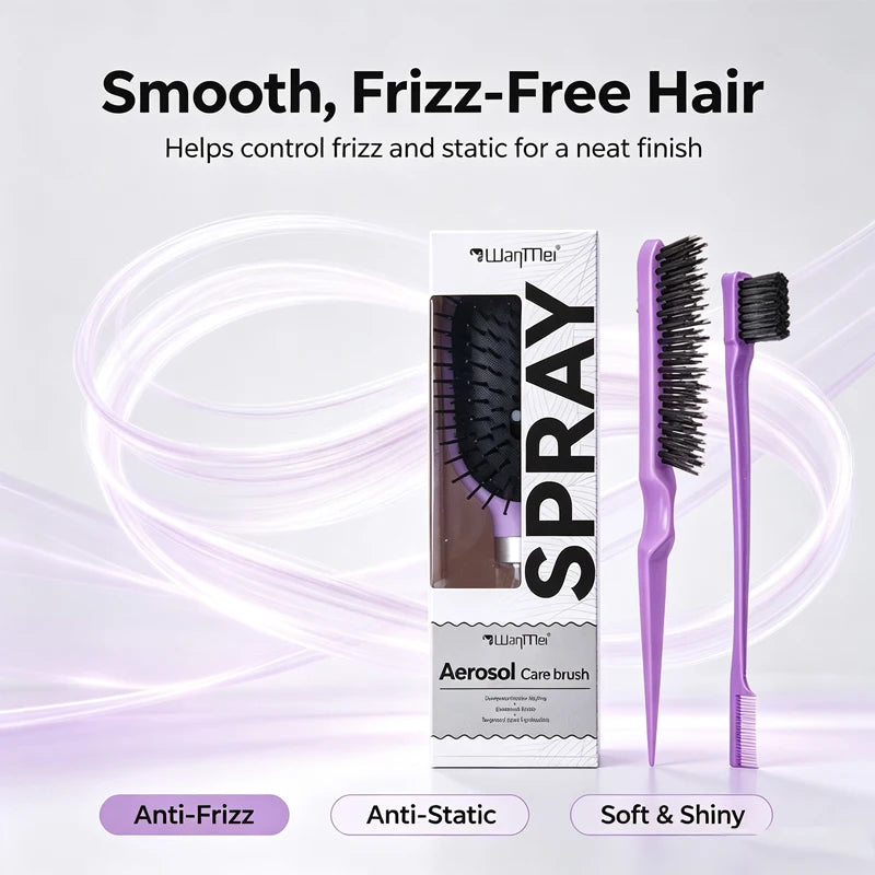 2-in-1 Spray Air Cushion Hair Brush & Massage Comb Set Hair Brush Set PLUSH
