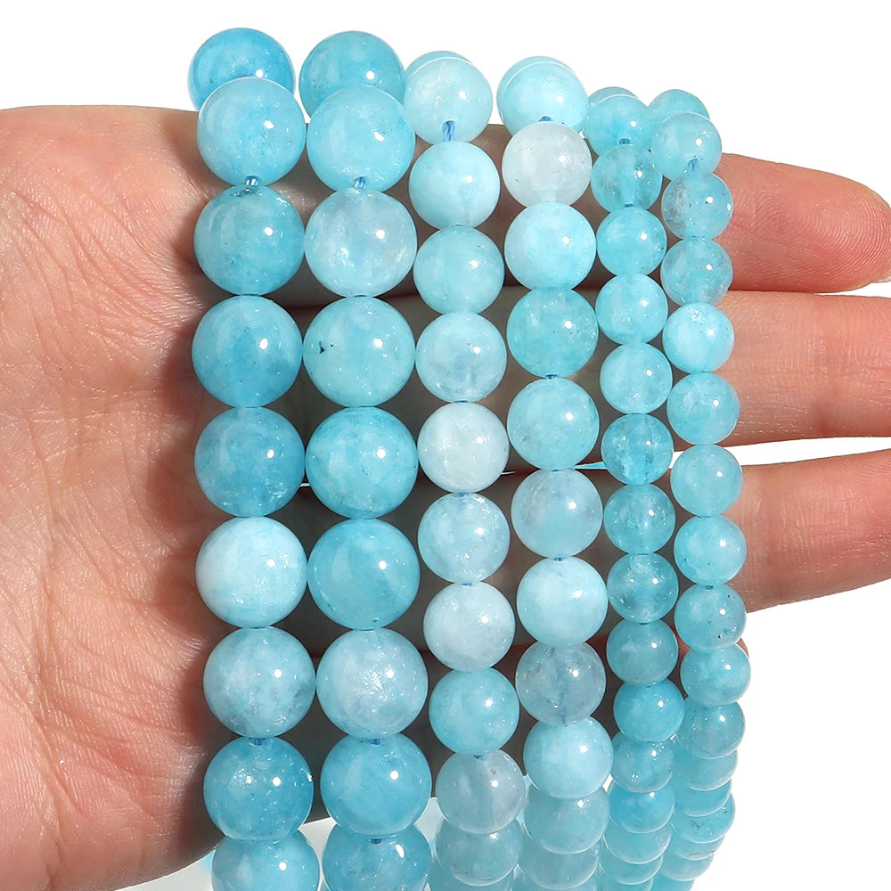 Lake Blue Round Crystal Glass Spacer Beads 6/8/10mm DIY Glass Spacer Beads PLUSH
