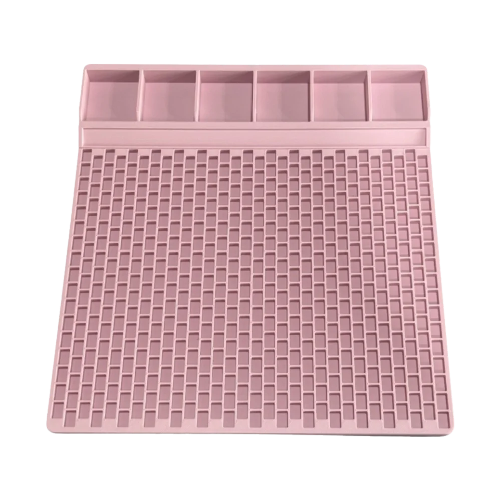 Pony Bead Stringing Tray – Multi-Compartment Pink Bracelet Board Bead Stringing Tray PLUSH Pink