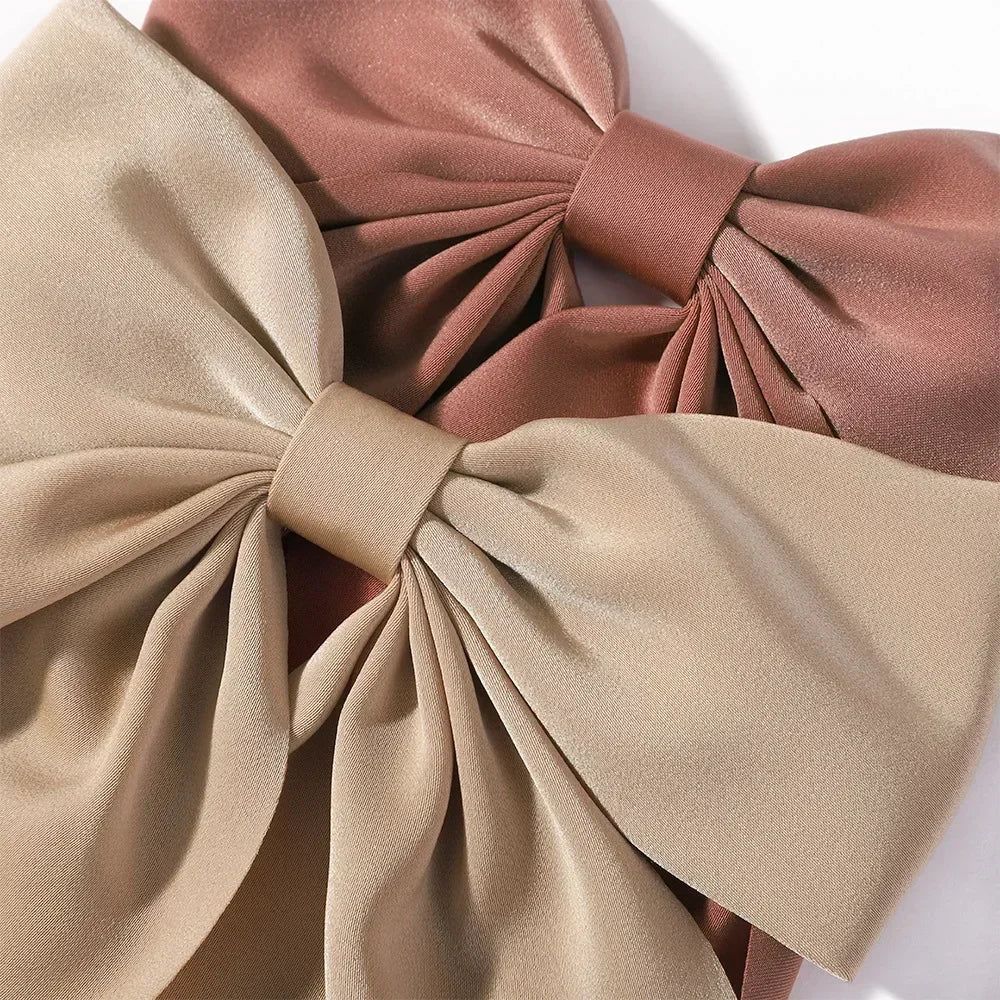 Double Sided Satin Bow Hair Clip – Straight Clip Accessory Bow Hair Clip PLUSH