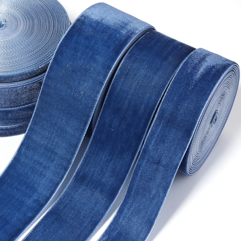 Deep Blue Flocking Ribbon 10 Yards | 6–38mm DIY Craft Décor Flocking Craft Ribbon PLUSH